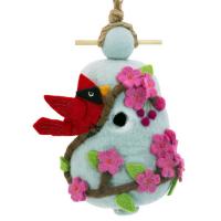 Cherry Cardinal Felt Bird House-DZI484094